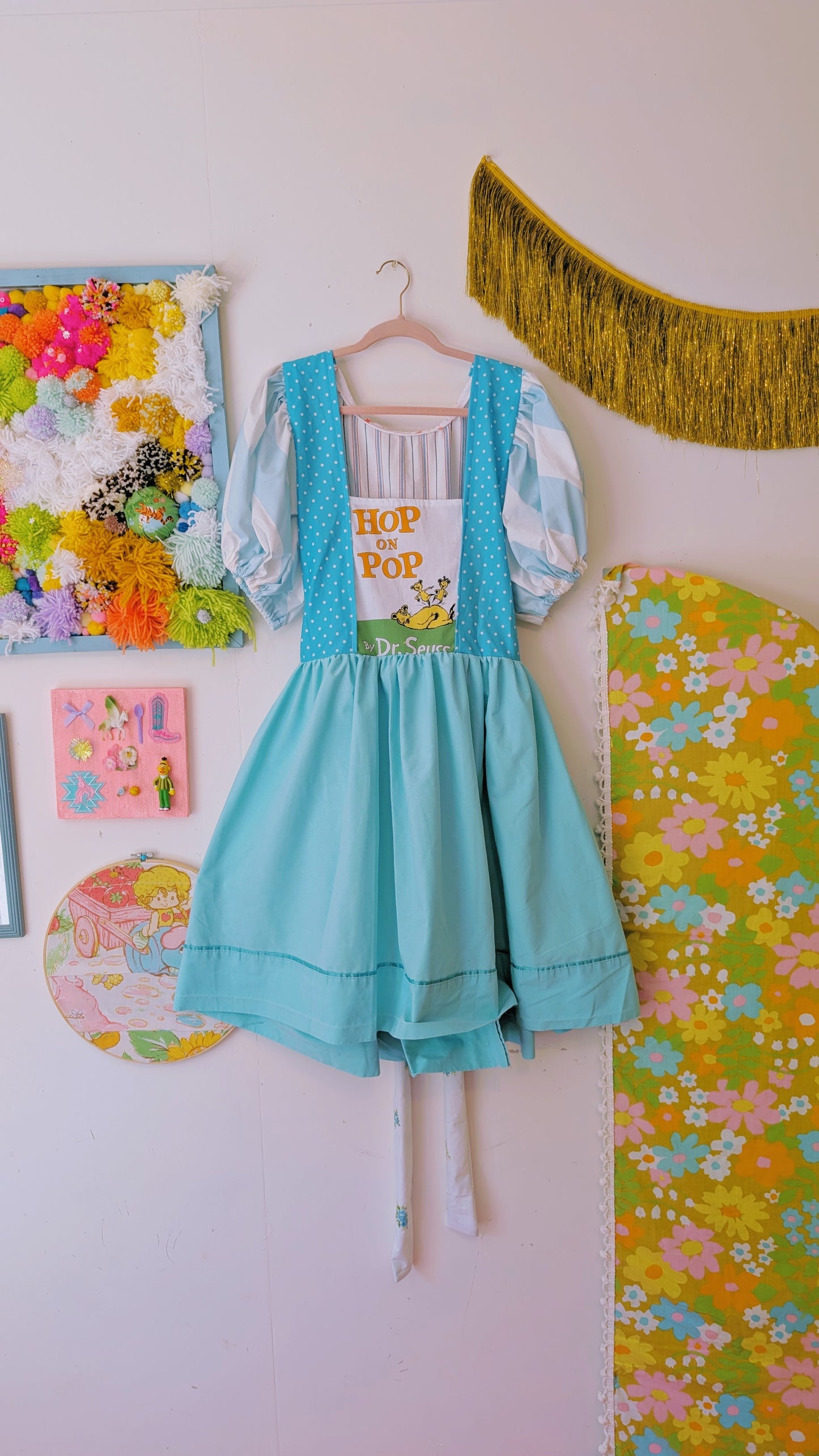 OOAK Handmade vintage textile dress size Sm