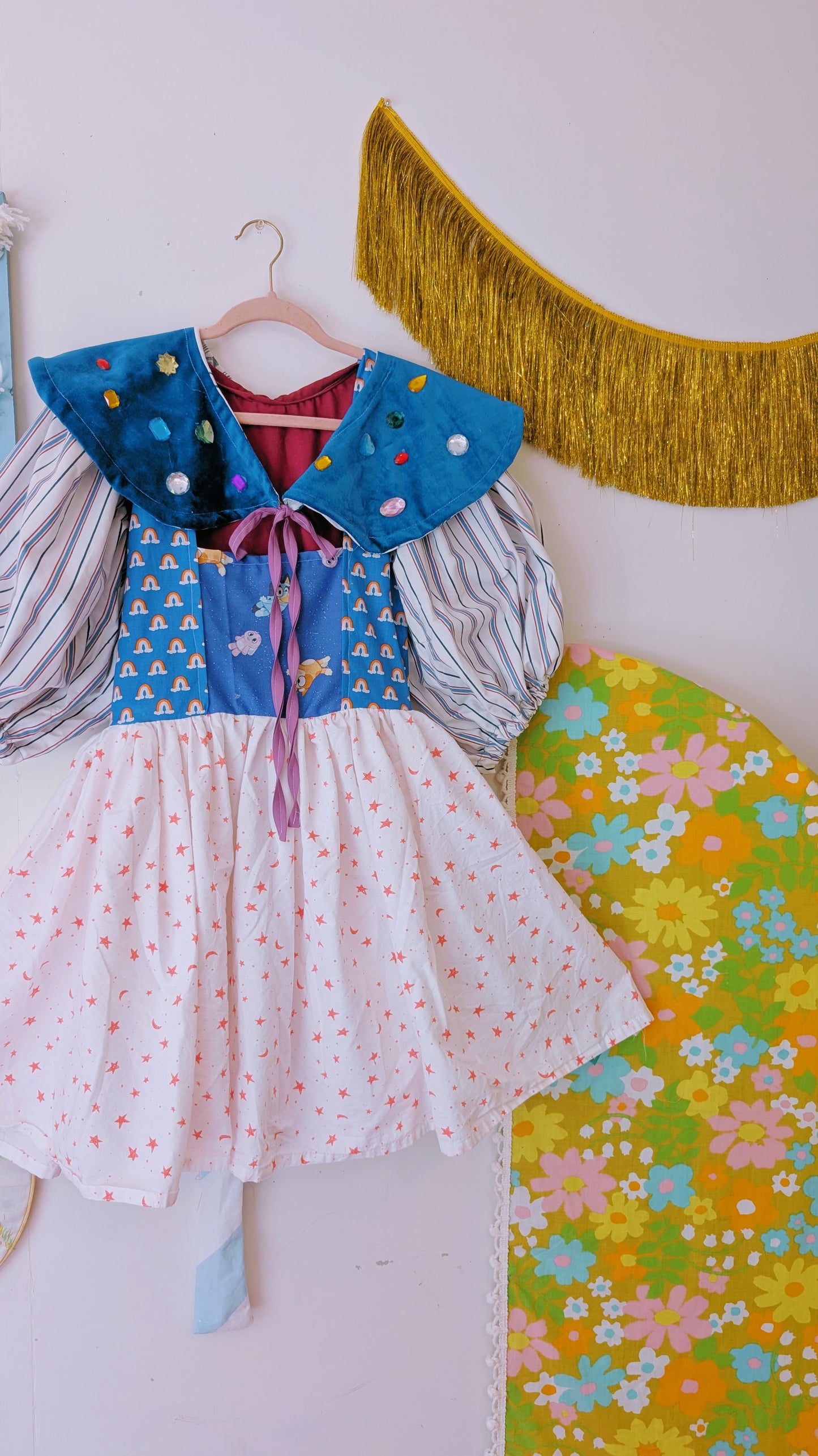 OOAK Handmade vintage textile dress size lg
