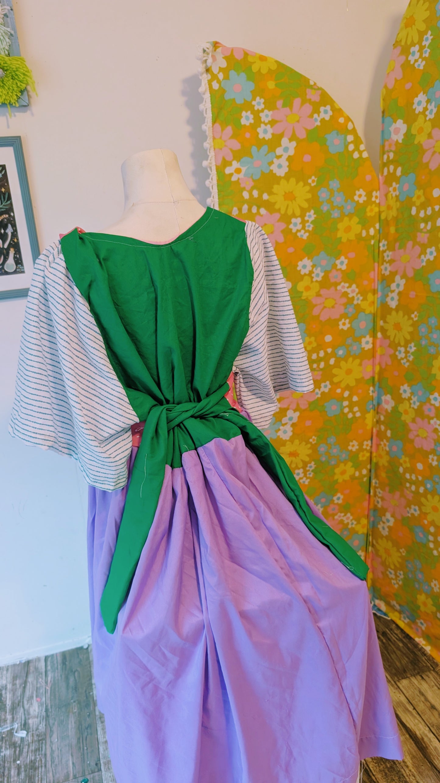 OOAK Handmade vintage textile dress size XL