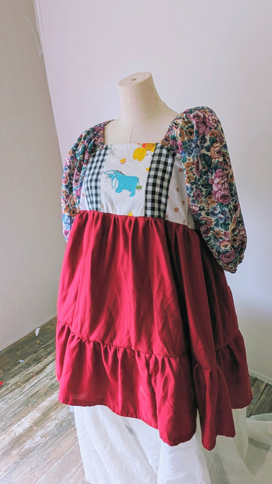 OOAK Handmade vintage textile dress size M/L