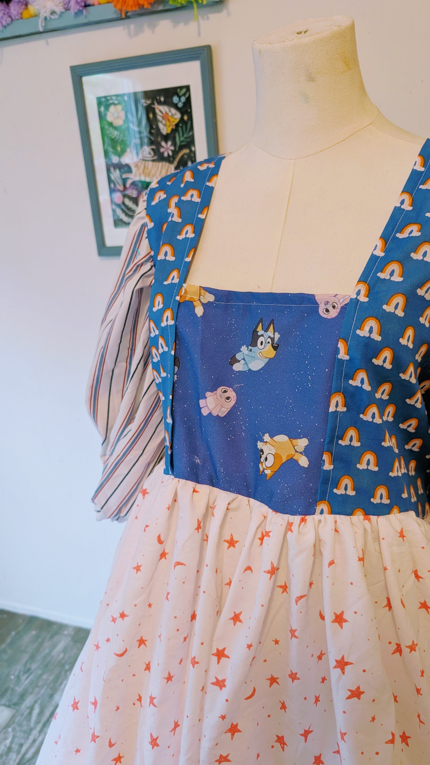 OOAK Handmade vintage textile dress size lg