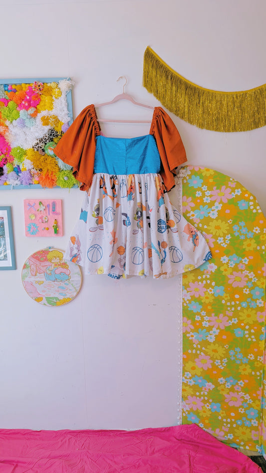 OOAK Handmade vintage textile dress size M