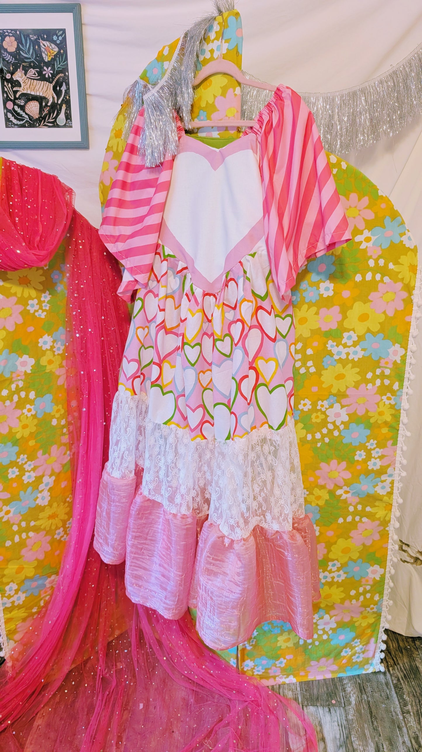 OOAK Handmade vintage textile dress size XL