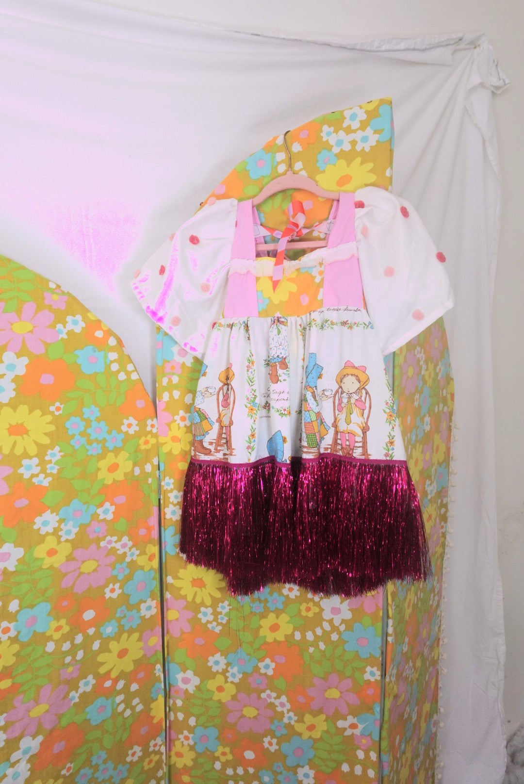 OOAK Handmade vintage textile kids dress size 6/7