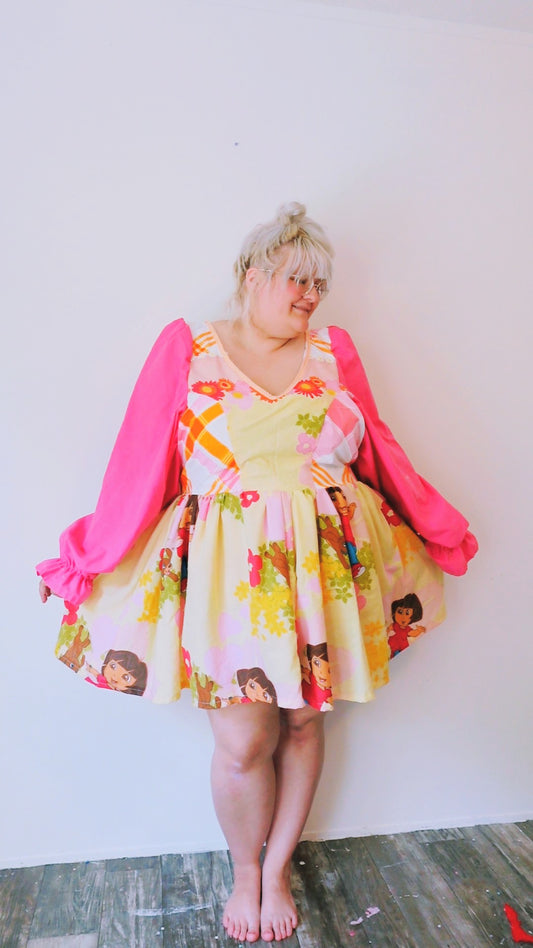 OOAK Handmade vintage textile dress 1x-2x
