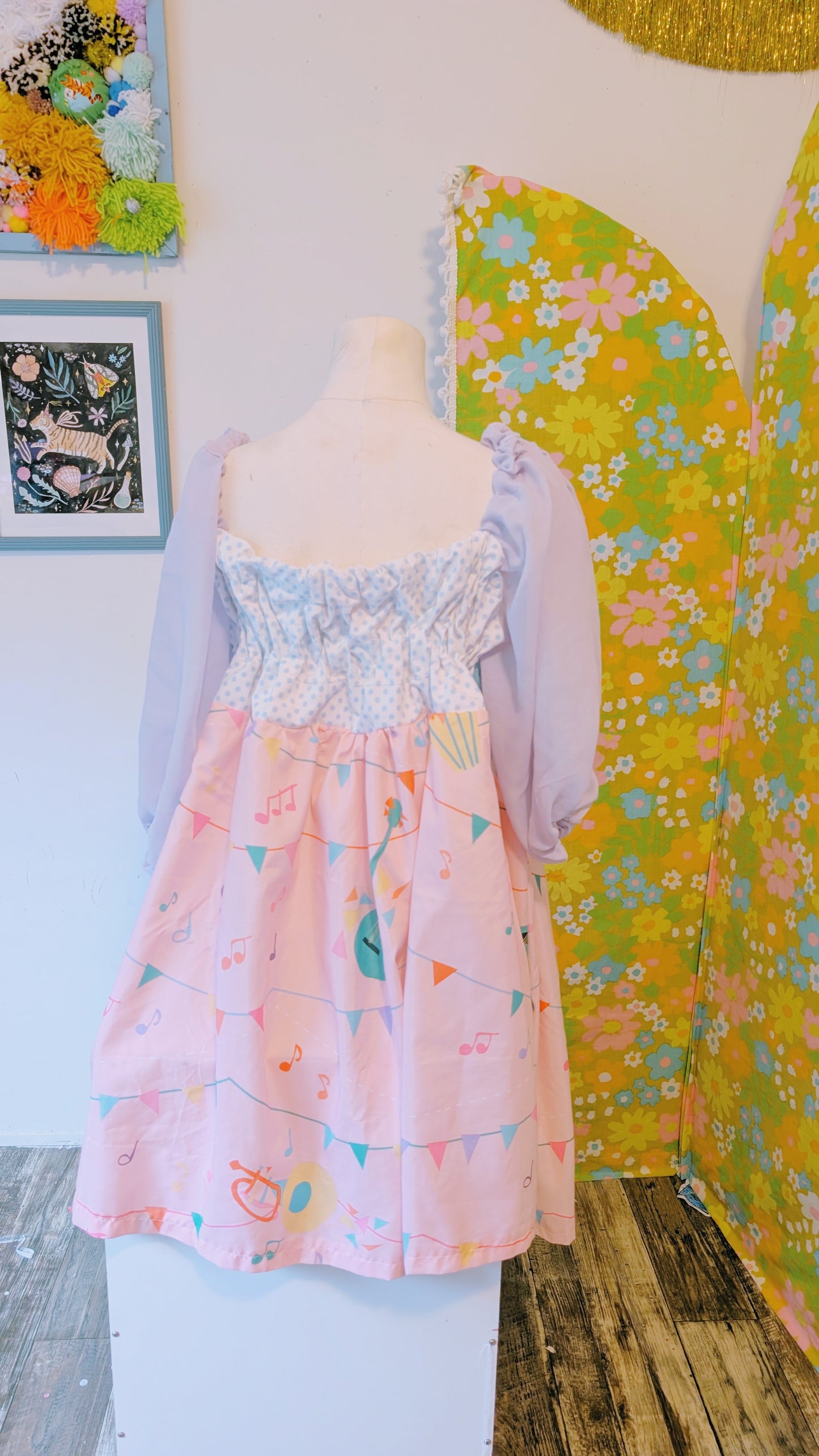 OOAK Handmade vintage textile dress size S/M
