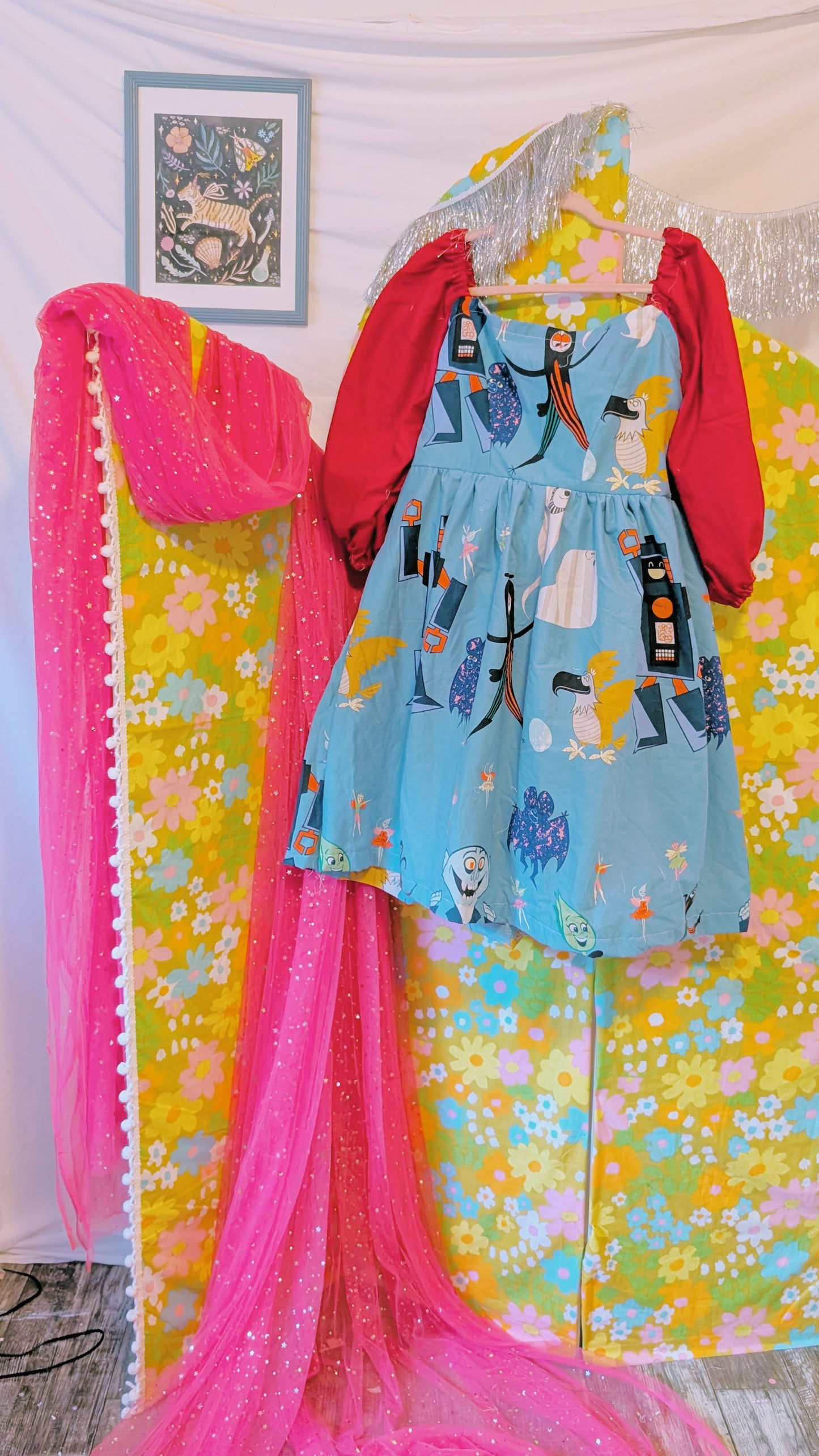 OOAK Handmade vintage textile dress size XL