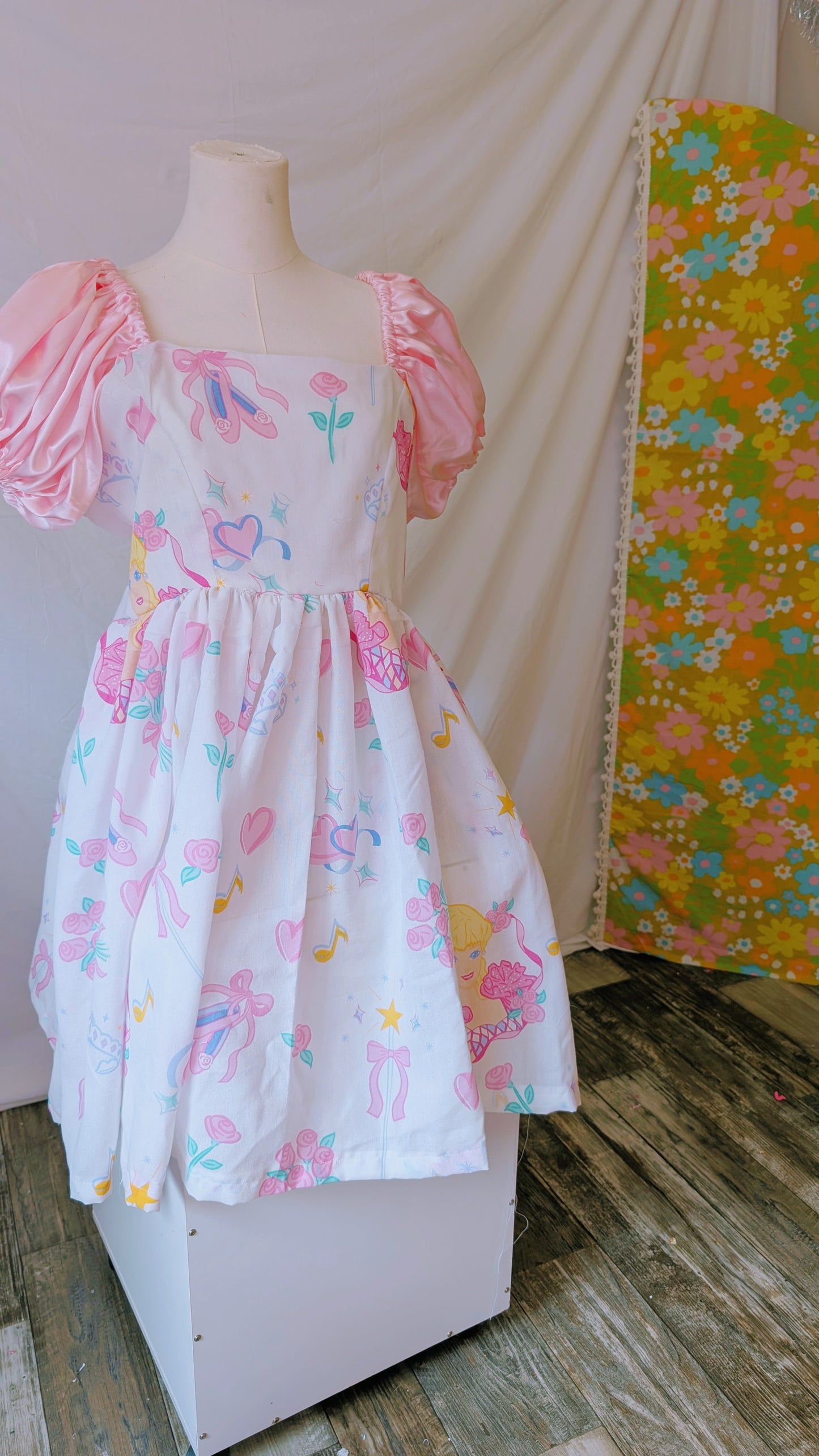 OOAK Handmade vintage textile dress size LG)