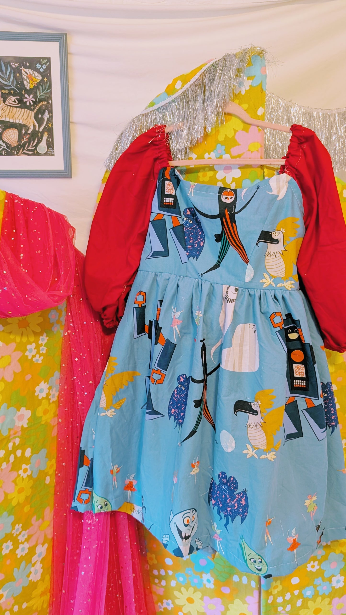 OOAK Handmade vintage textile dress size XL
