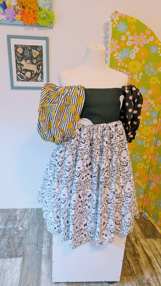 OOAK Handmade vintage textile dress size XS