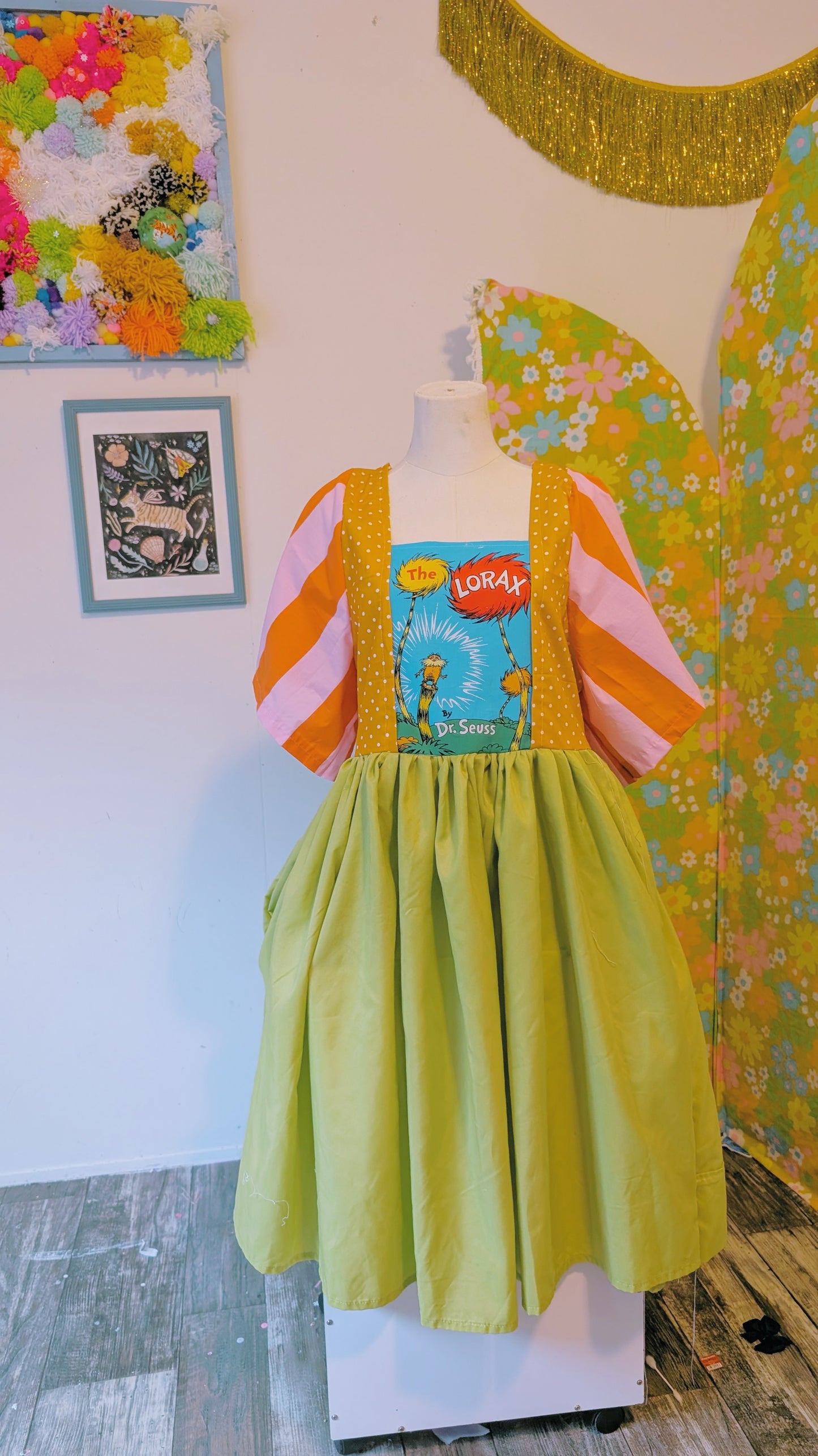 OOAK Handmade vintage textile dress size Sm