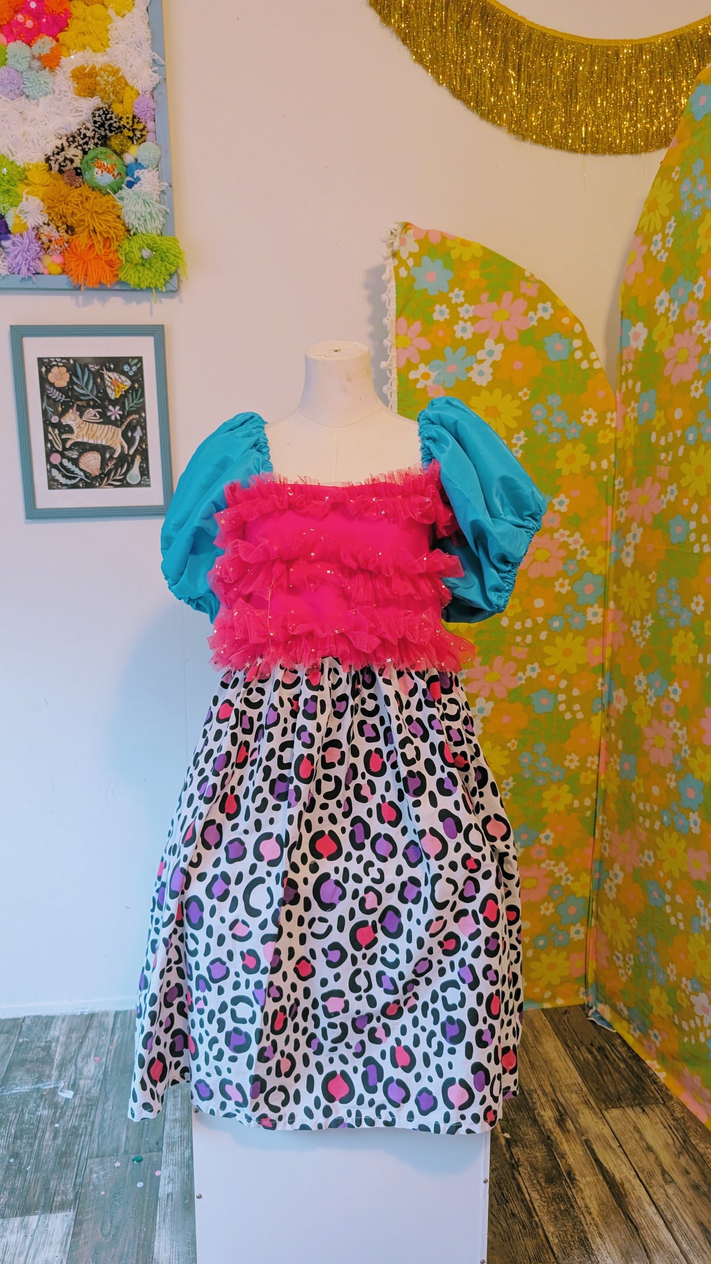 OOAK Handmade vintage textile dress size Lg
