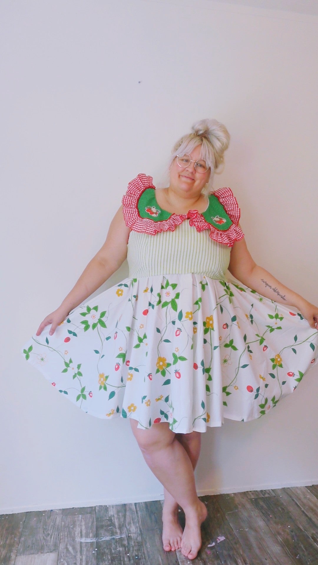 OOAK Handmade vintage textile dress 1x