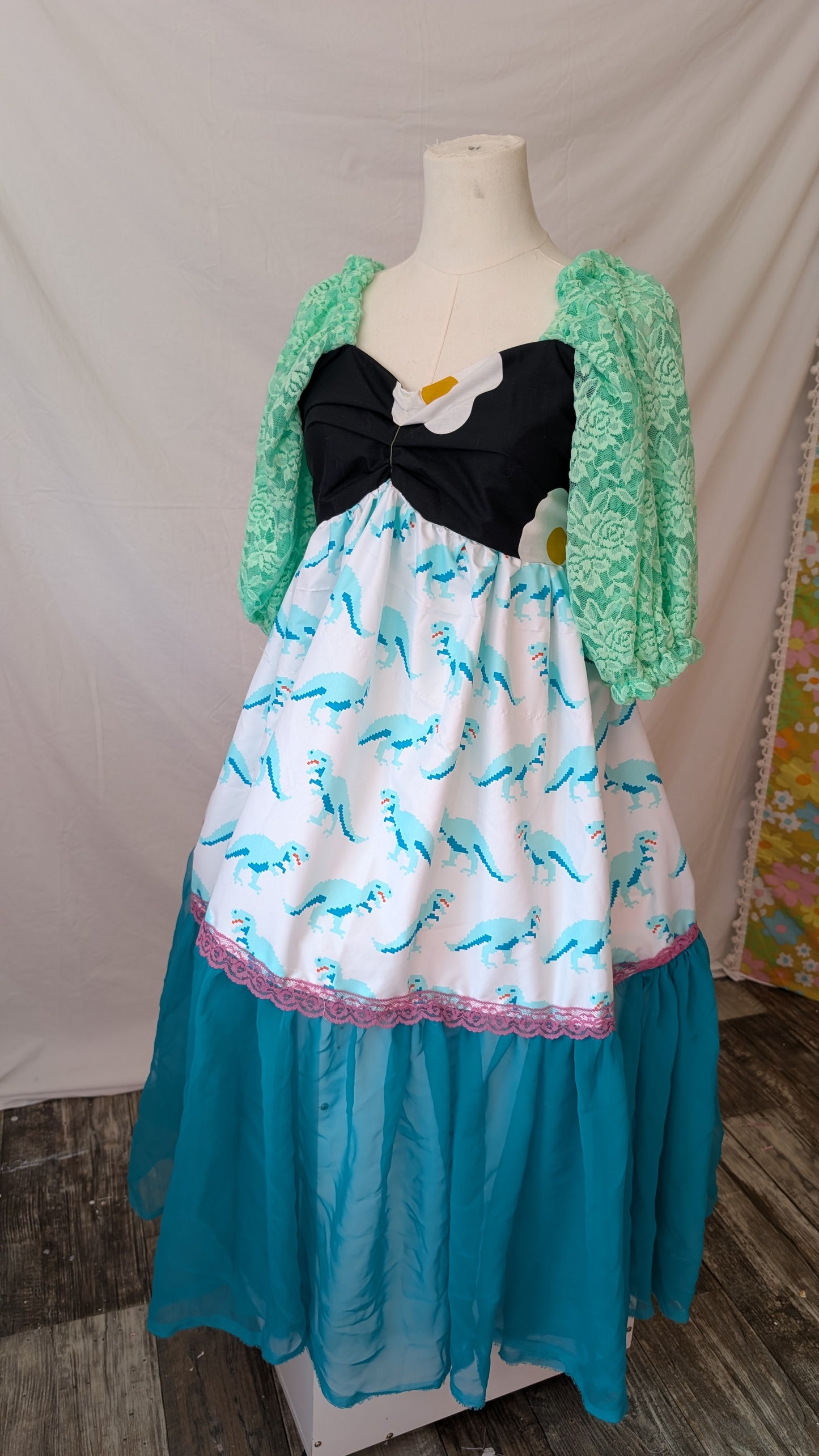 OOAK Handmade vintage textile dress size S