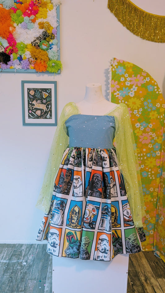 OOAK Handmade vintage textile dress size Sm