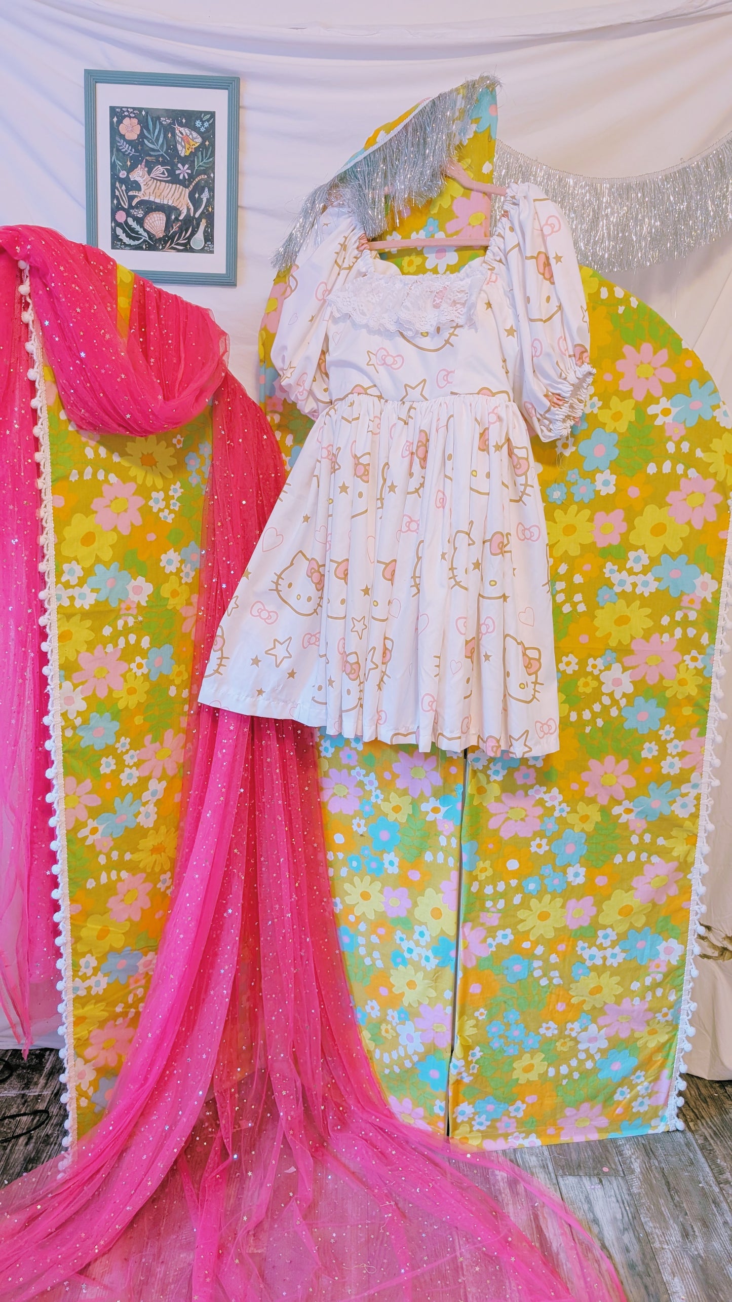 OOAK Handmade vintage textile dress size M