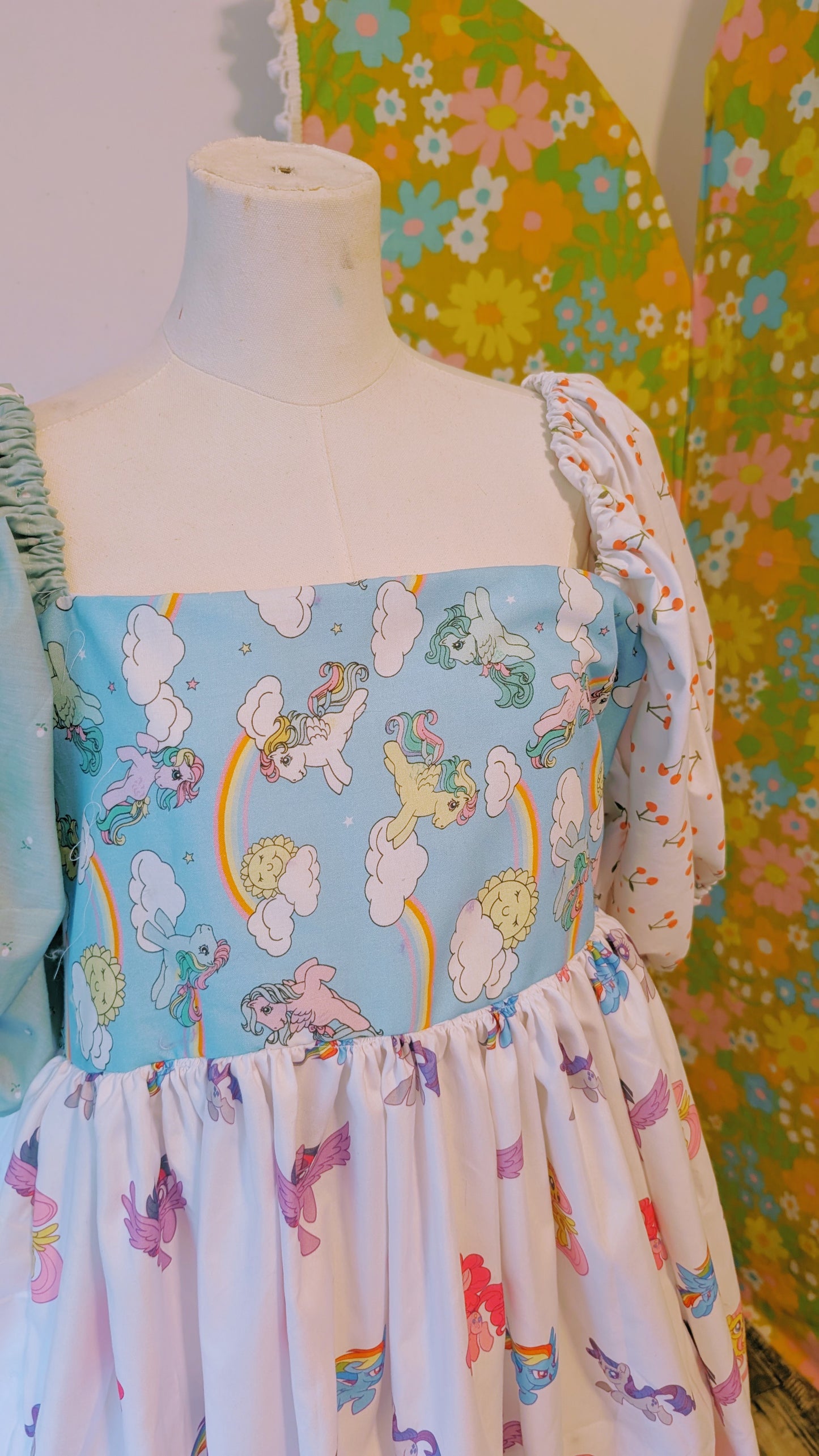 OOAK Handmade vintage textile dress size Lg